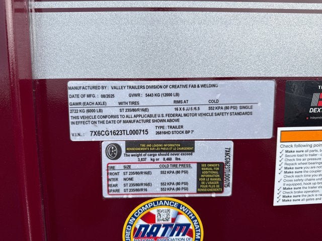 2026 Valley 16' BUMPERPULL Trailer