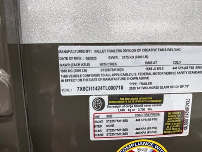 2026 Valley STOCK SLANT Bumperpull