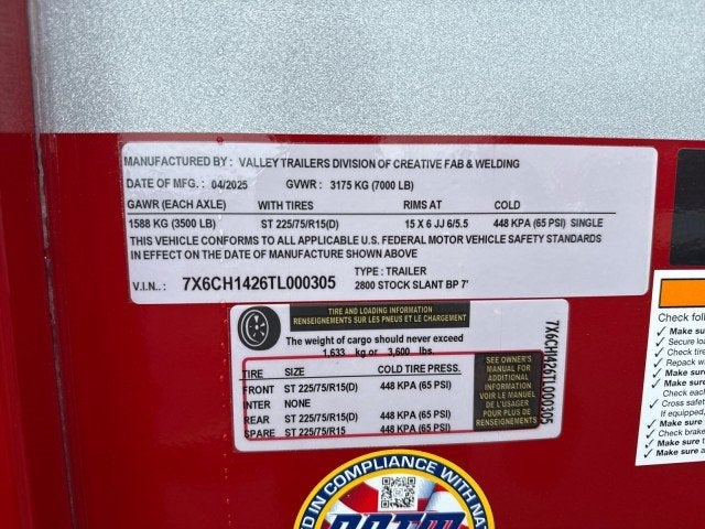 2026 Valley STOCK SLANT Bumperpull