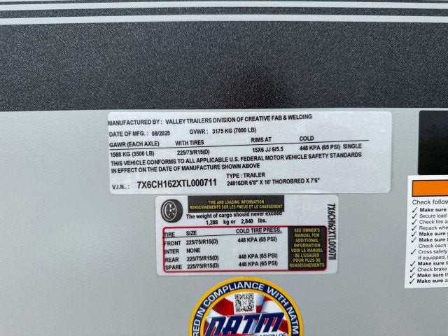 2026 Valley 6'8'' X 16 ' THOROBRED Bumperpull